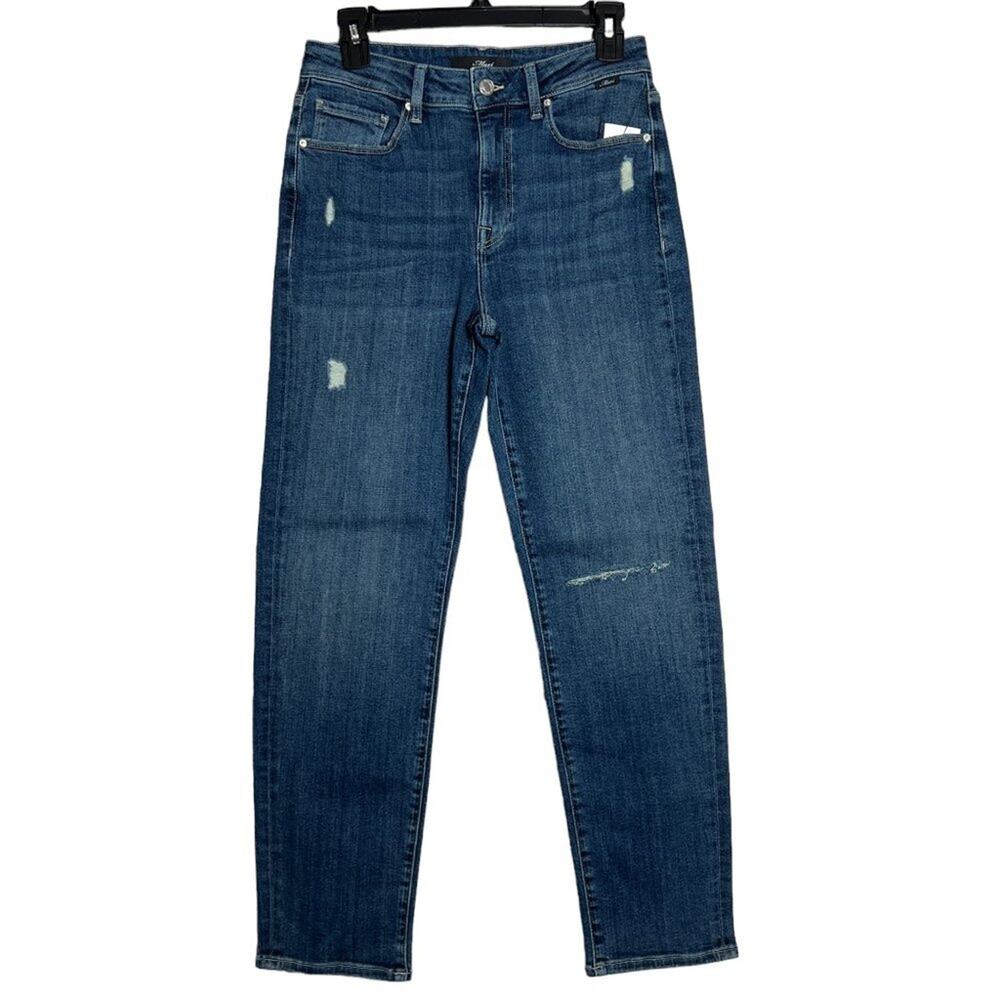 Mavi Soho High Rise Girlfriend Jeans Distressed Blue Denim Size 27x29 NWT